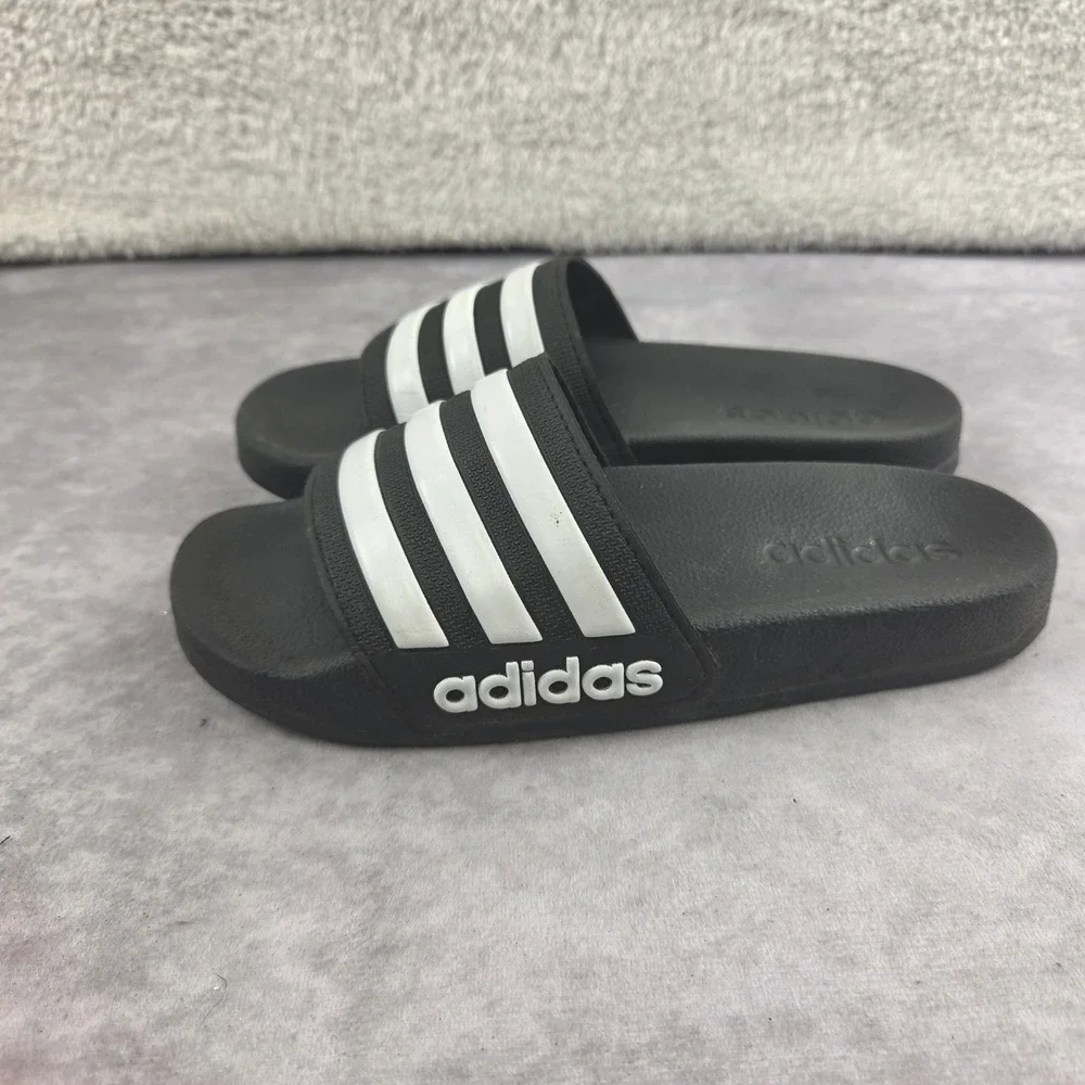 Adidas Adilette Shower Slides Black White Stripes Sandals G27625 Kids Size 1 US